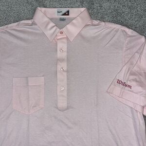 Vintage New Wilson Staff logo Light Pink pocket polo golf retro shirt XL men’s